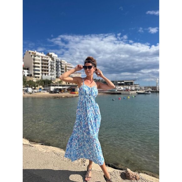 Women's Summer Floral Maxi Dress Casual Boho Sundress with Pockets - Picture 2 of 7